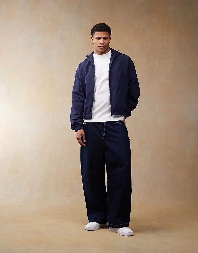 

Спортивная куртка свободного кроя ASOS DESIGN темно-синего цвета, Синий, Спортивная куртка свободного кроя ASOS DESIGN темно-синего цвета