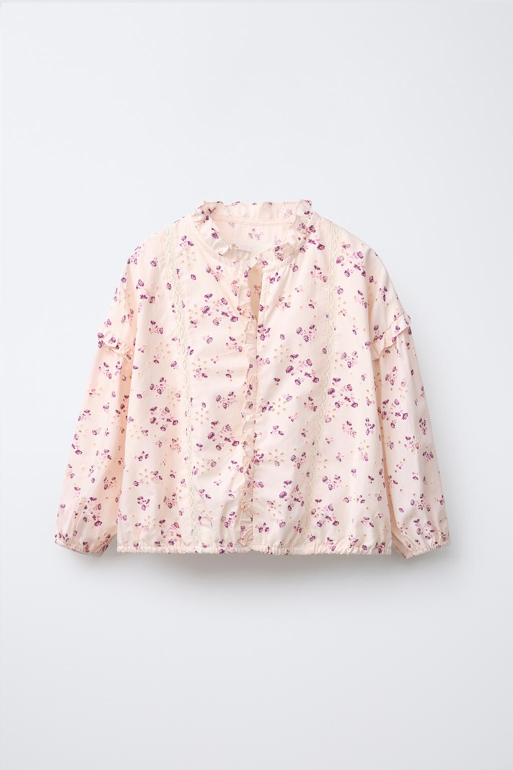 

Блузка с цветочным принтом ZARA, экрю