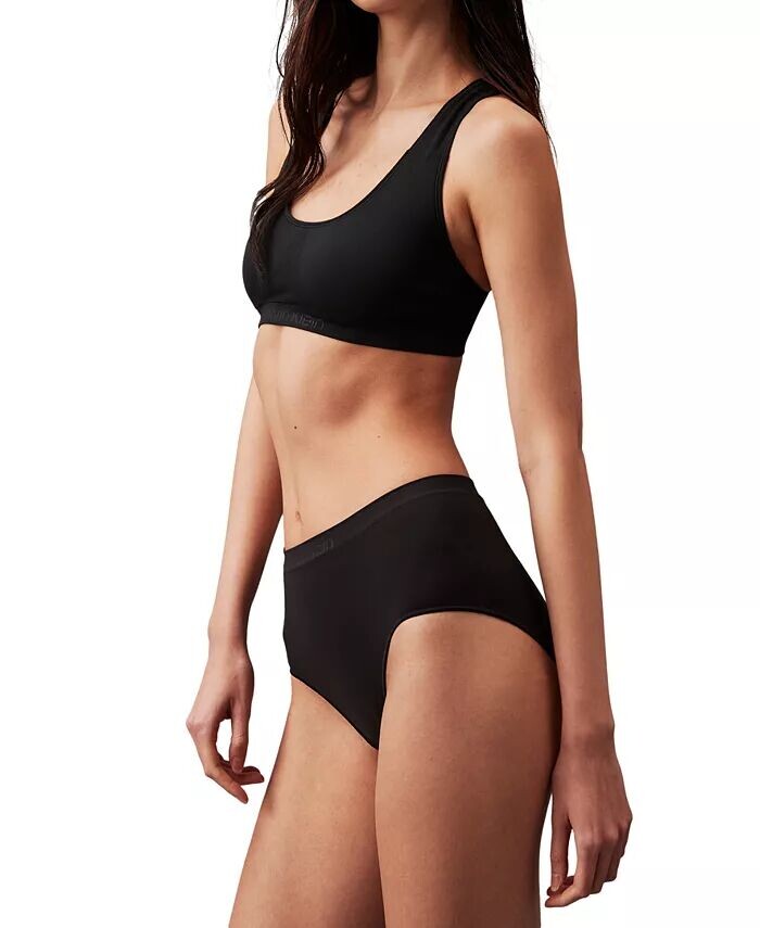 Женское гибкое бесшовное бикини с высокой посадкой, нижнее белье QD5160 Calvin Klein, черный — фото 2