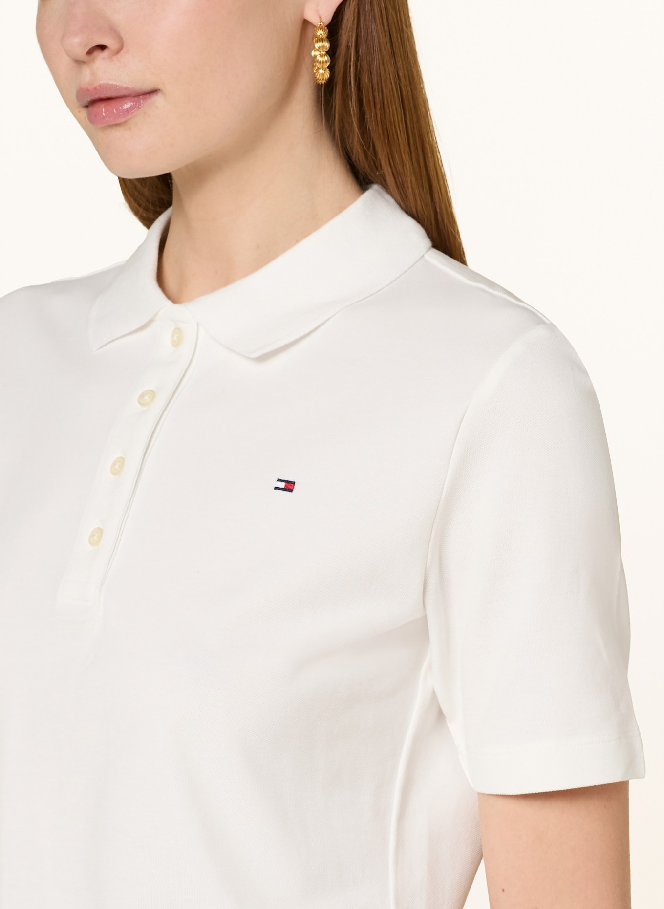 Рубашка поло из пике Tommy Hilfiger, экрю — фото 4