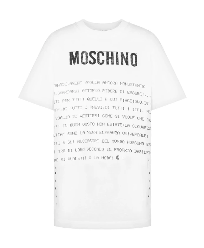 

Белая футболка с круглым вырезом и логотипом Moschino, белый