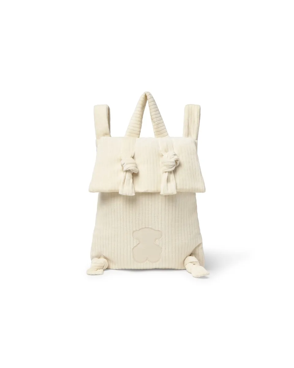 

Вельветовый рюкзак для дошкольника с вышитым медвежонком Tous, светло-бежевый