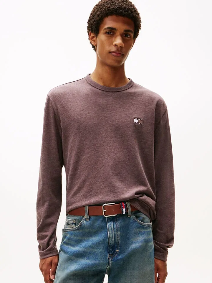 Лонгслив меланжевый Tommy Hilfiger, коричневый