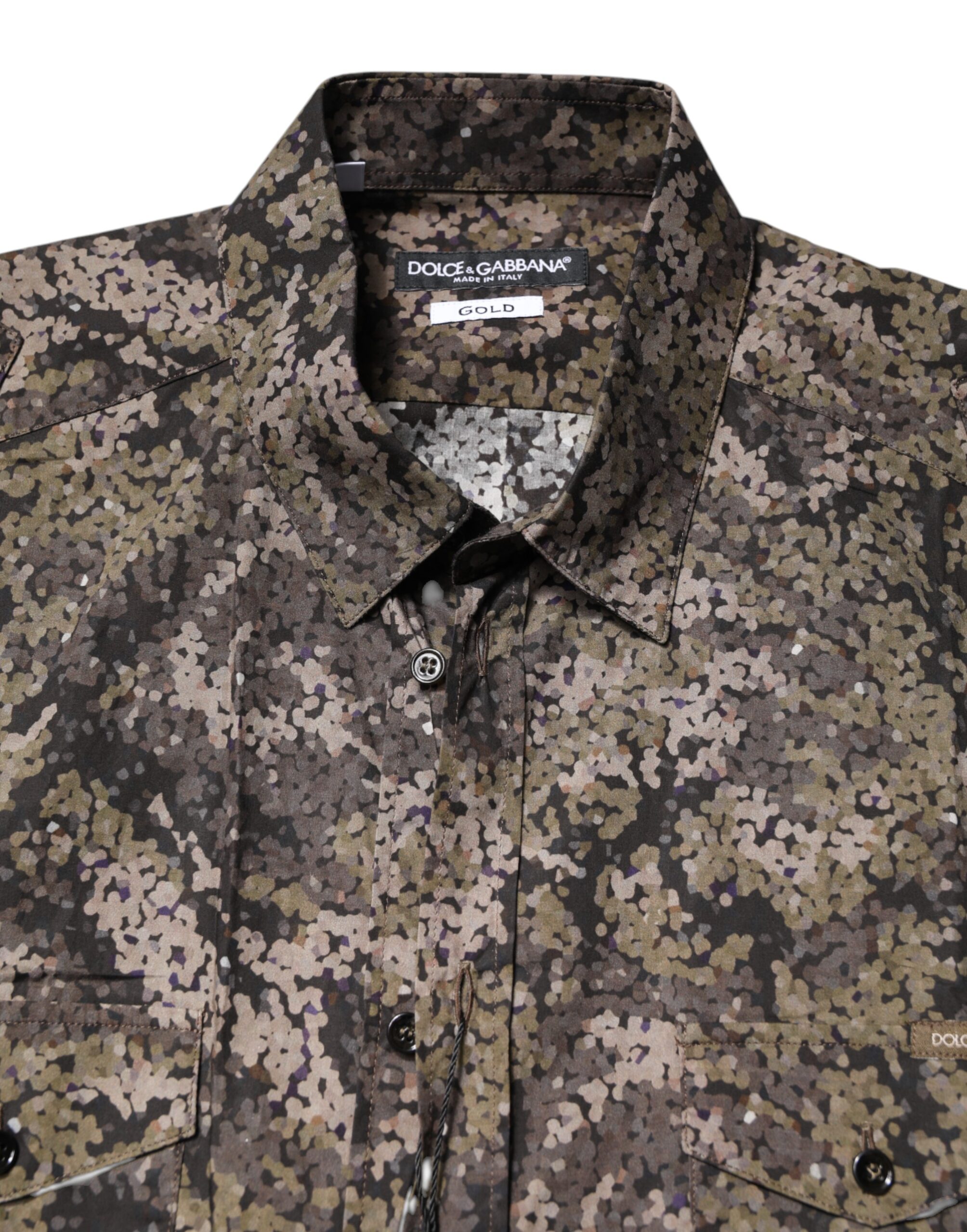 Рубашка на пуговицах с разноцветным камуфляжным принтом GOLD Dolce & Gabbana, Multicolor — фото 4