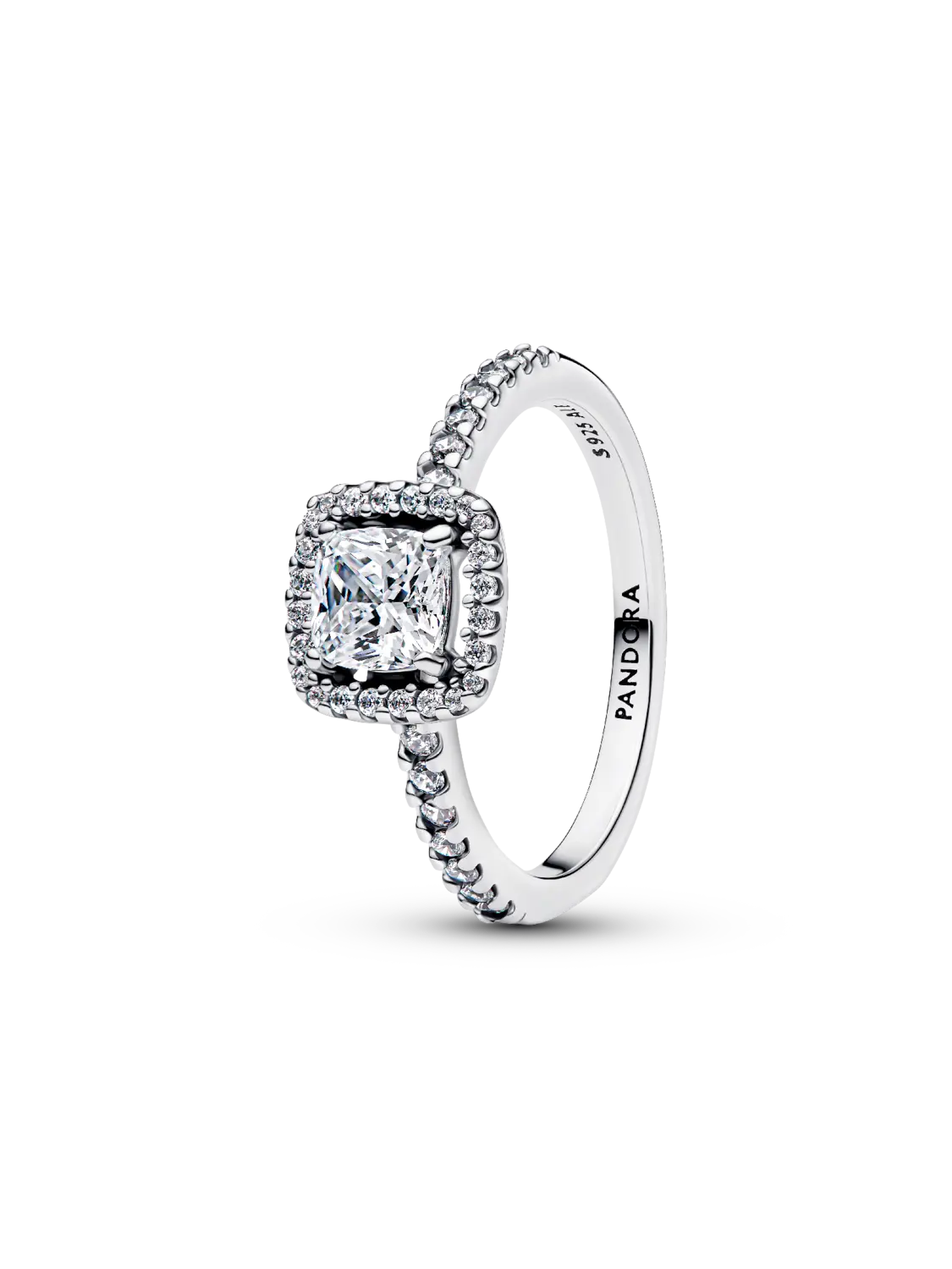 

Кольцо Sparkling Square Halo Pandora, серебро 925 пробы