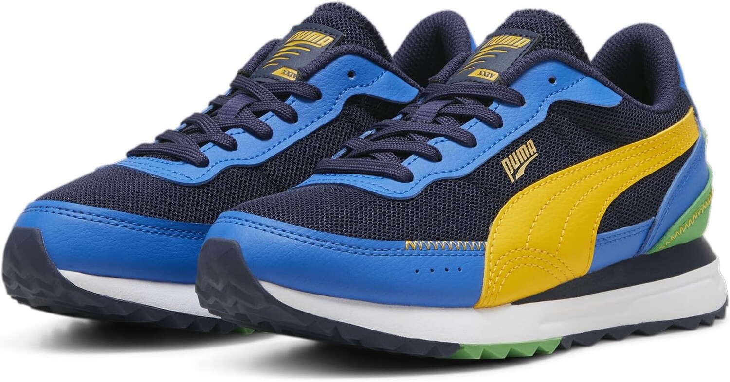 

Кроссовки Puma Puma Kids Road Rider Leather Sneakers, цвет PUMA Navy/Yellow Sizzle