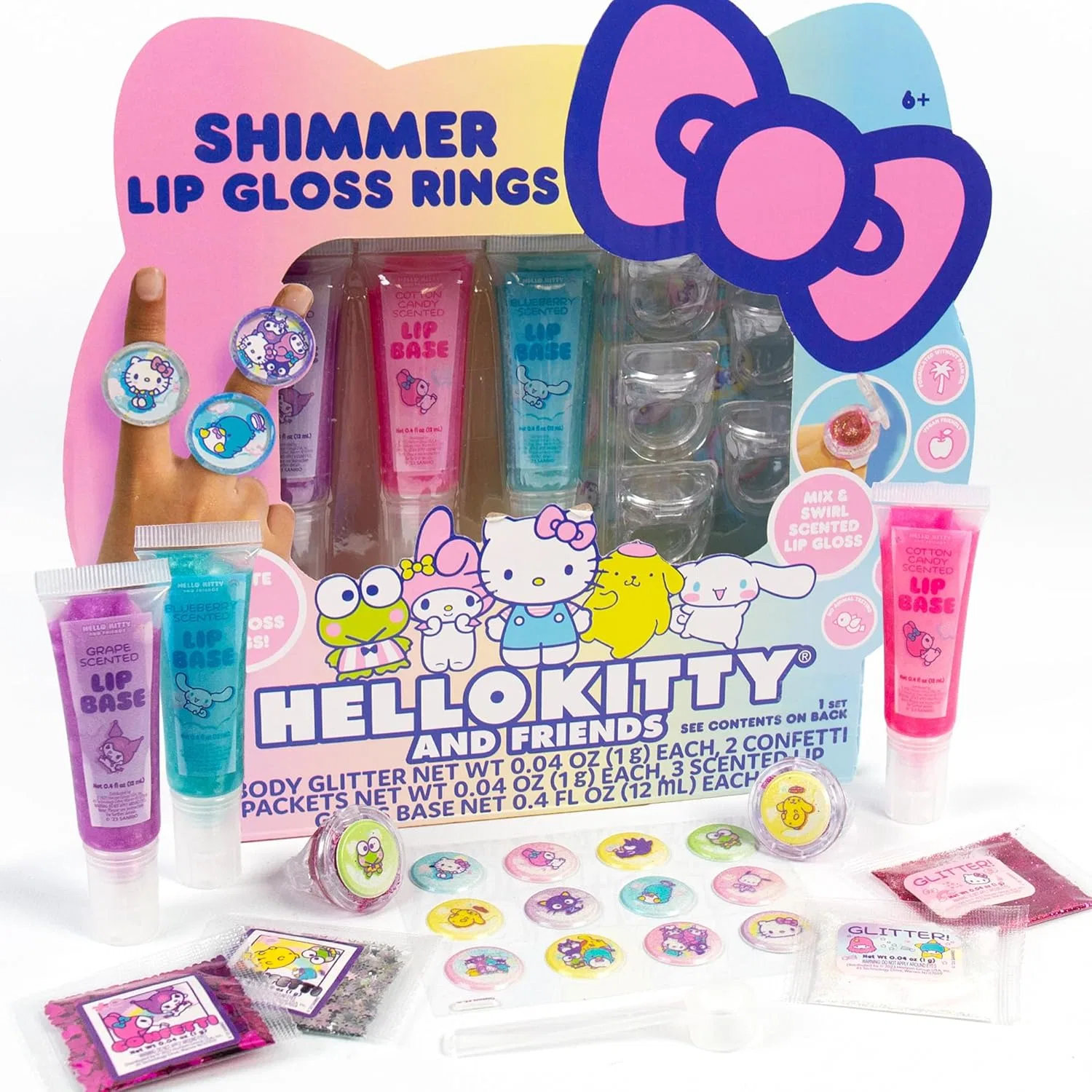 Набор для создания блеска для губ Sanrio Hello Kitty and Friends Shi ммer Lip Gloss Making Kit, 5 колец, мультиколор Horizon Group, Usa