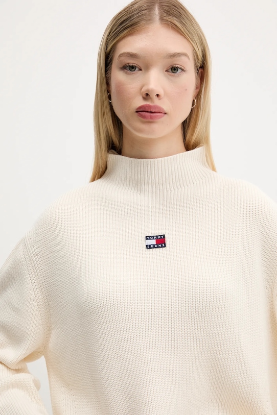 

Хлопковый свитер Tommy Jeans, бежевый