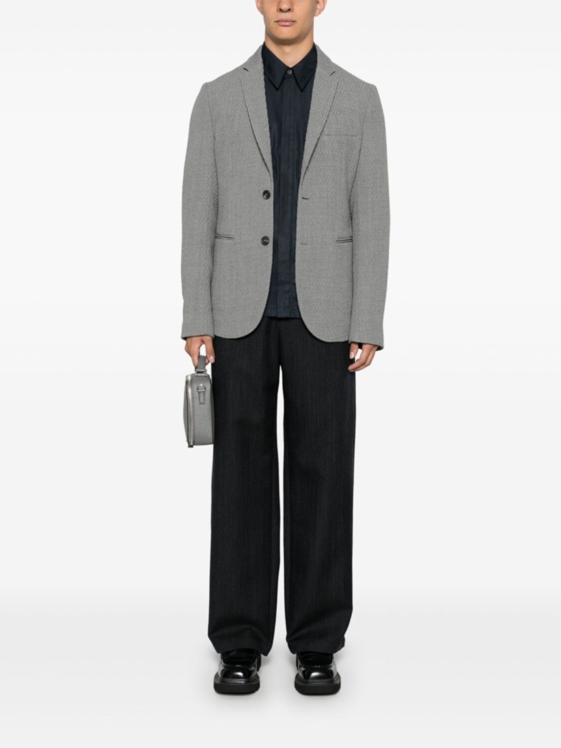 

Emporio Armani застегнутый блейзер, серый