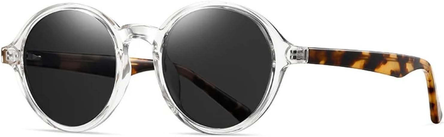 

Мужские солнцезащитные очки в стиле ретро, ​​круглые, для активного отдыха и вождения, модные панк-очки, двухцветные, с защитой от УФ-излучения UV400, роскошные женские очки TVTBBVV, Clear Leopard Grey