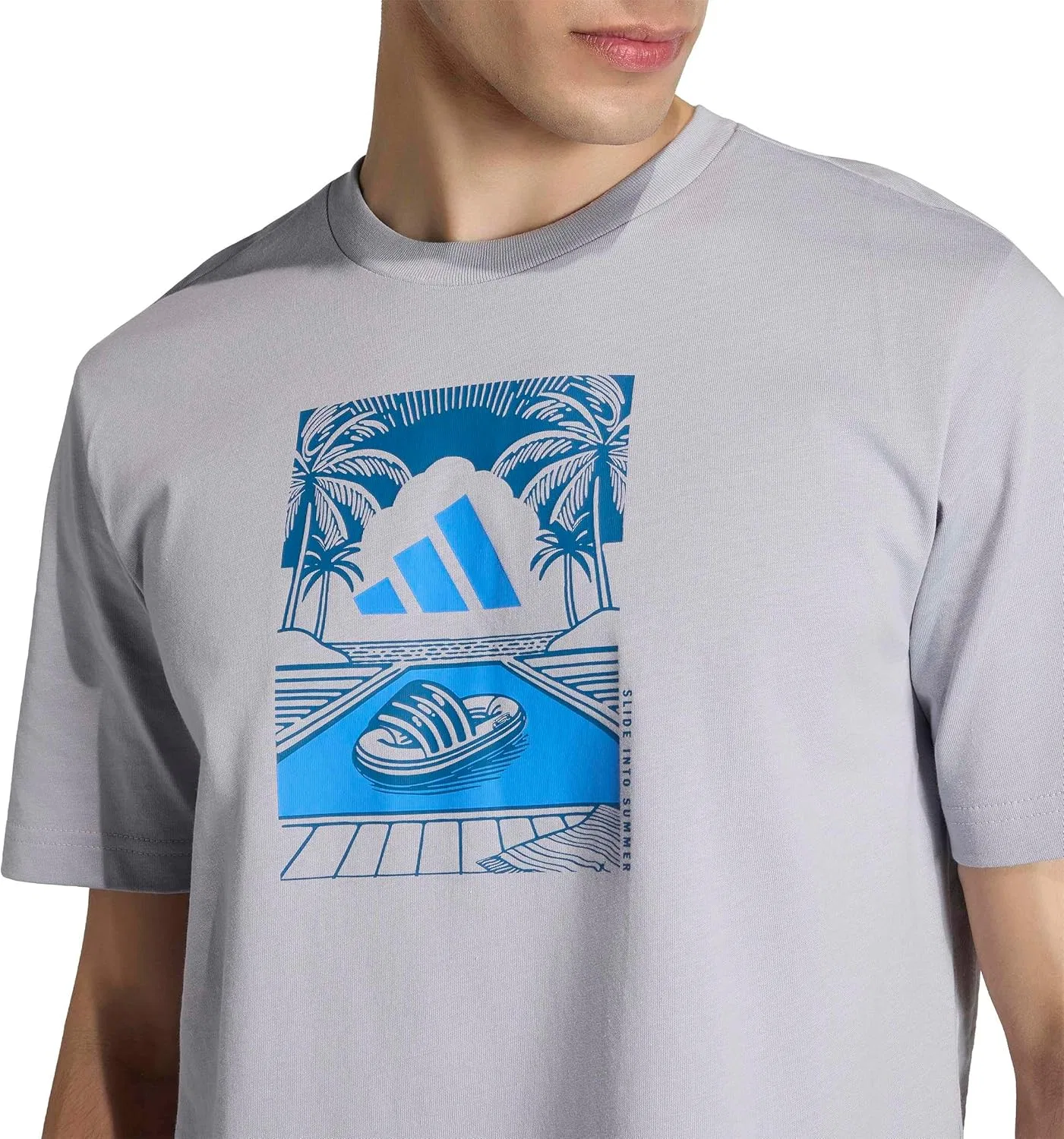 Футболка мужская летняя Relax Graphic Adidas, серебряный — фото 4