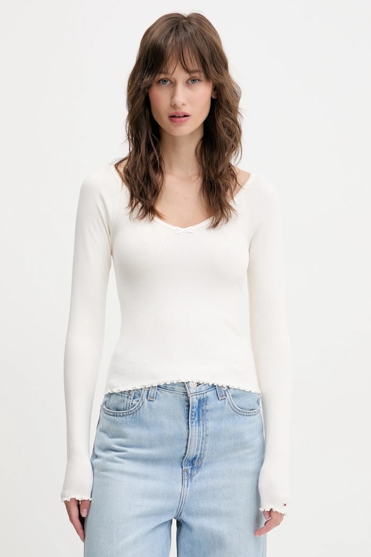 

Лонгслив Tommy Jeans, бежевый
