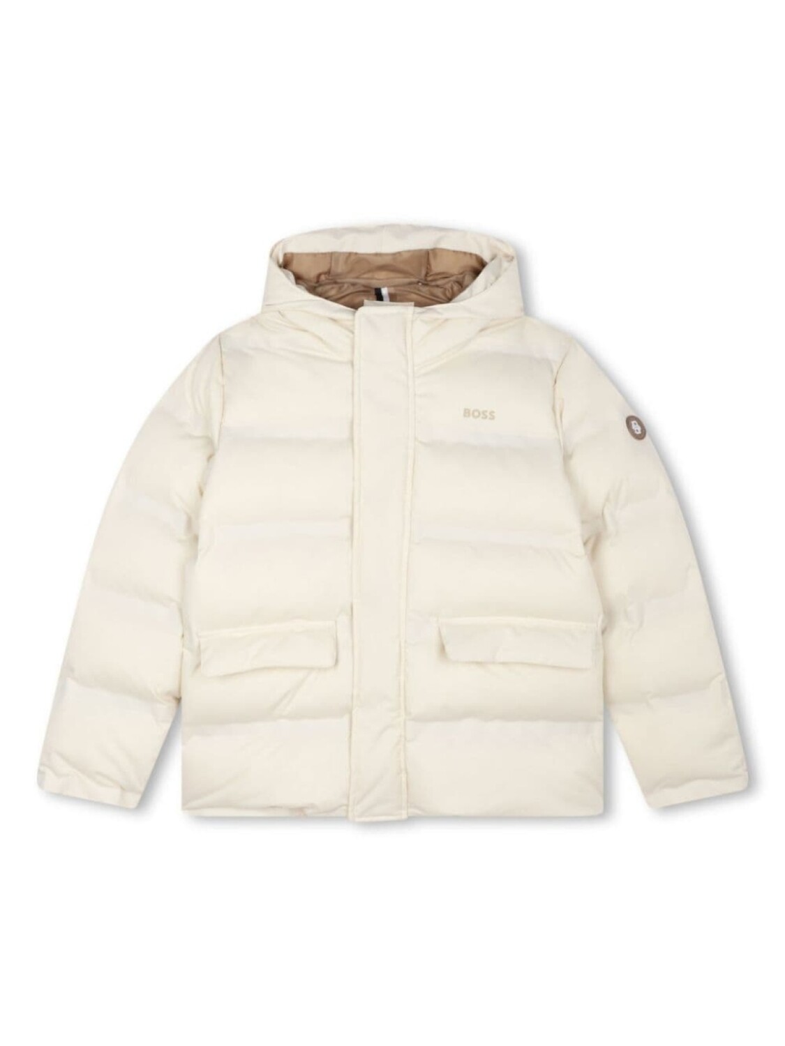 

BOSS Kidswear пуховик с капюшоном и логотипом, белый
