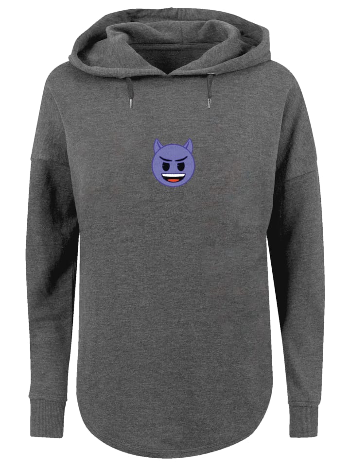 

Пуловер emoji couture Oversized Hoodie Evil smiling furry purple face, цвет charcoal