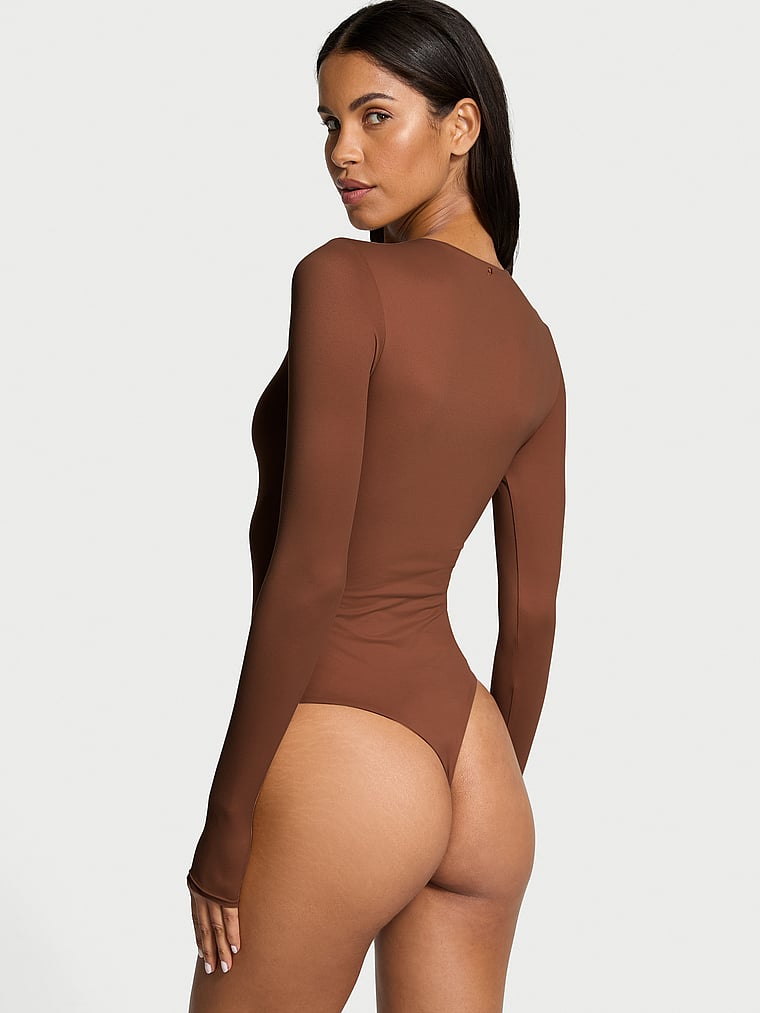 Боди от victoria с инновационным боди с длинными рукавами feathersoft Victoria'S Secret, мультиколор — фото 2