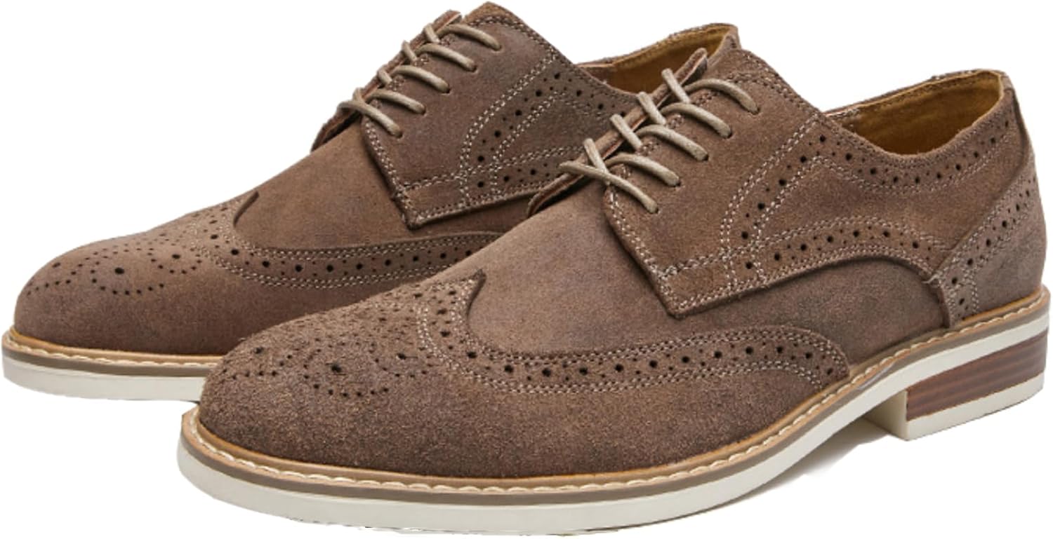 

Мужские кожаные туфли дерби из замши с вырезным декором, ретро-классика, удобные, с округлым носком, низким каблуком, шнуровкой, повседневные оксфорды, лаконичные броги, деловые классические туфли Xoekd, серый