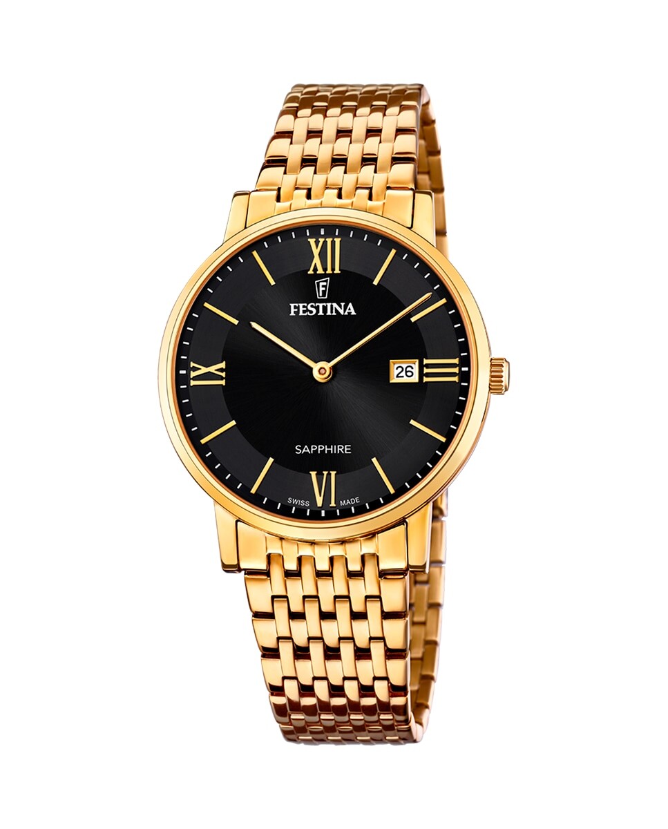

F20020/3 Мужские часы из золотой стали швейцарского производства Festina, золотой