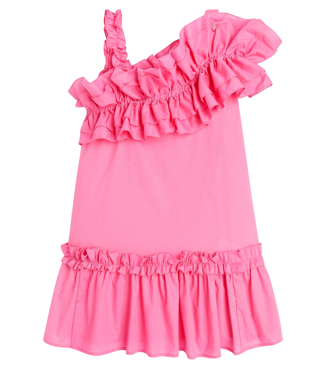 

Асимметричное платье из хлопка с оборками Monnalisa, Rosa Peach