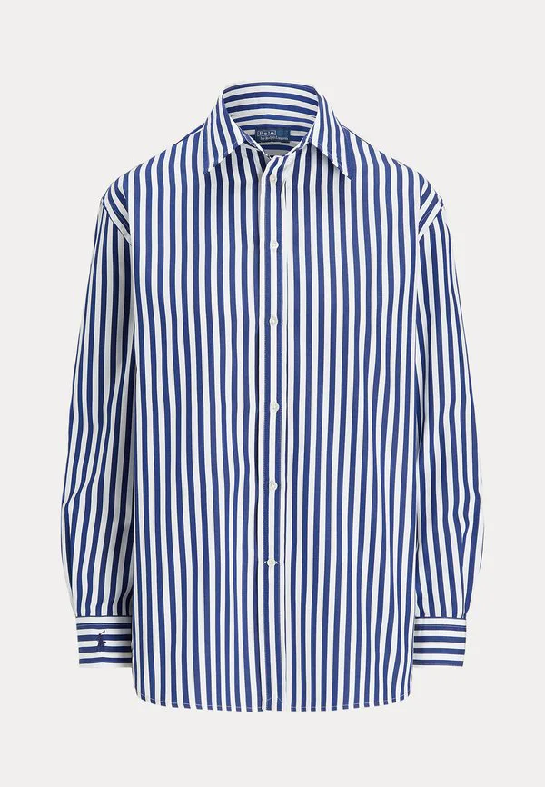 Блузка из хлопка в полоску свободного кроя, на пуговицах Polo Ralph Lauren, Fall Royal/White — фото 4