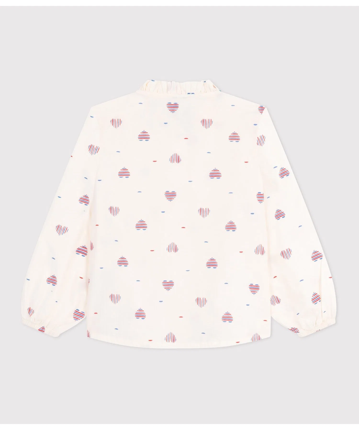 Детская блузка с длинными рукавами в сердечки PETIT BATEAU белая — фото 3