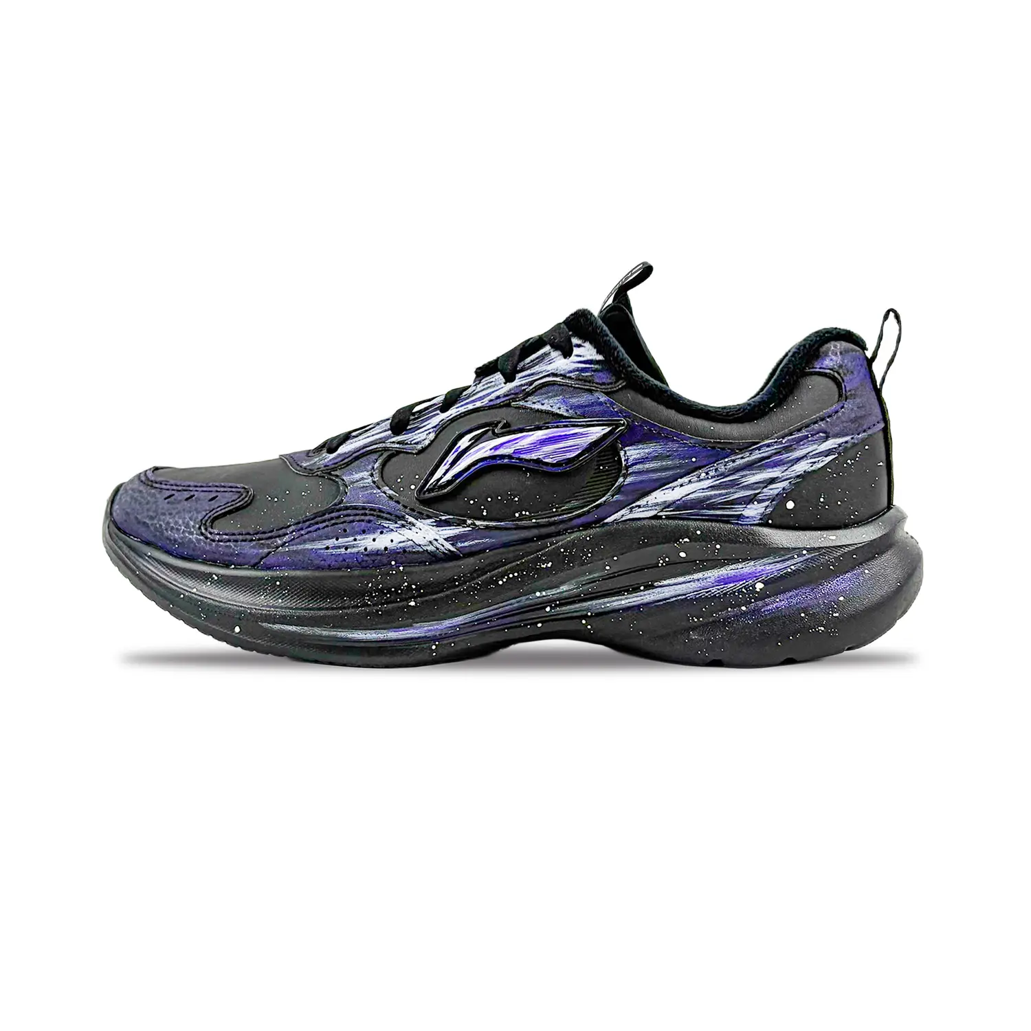 

Мужские кроссовки Li Ning Light Breeze V2 с амортизацией, поддержкой стопы, противоскользящим покрытием, низкие, легкие, для повседневной носки, для города и бега., черный серый фиолетовый