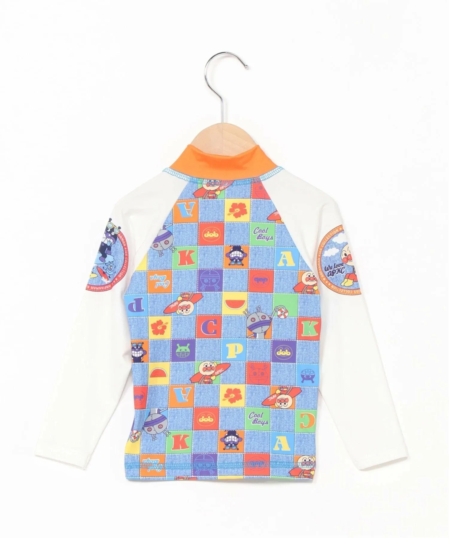 Детская коллекция ANPANMAN / (K) Джинсовая футболка-рашгард в клетку Anpanman Kids Collection, blue — фото 3