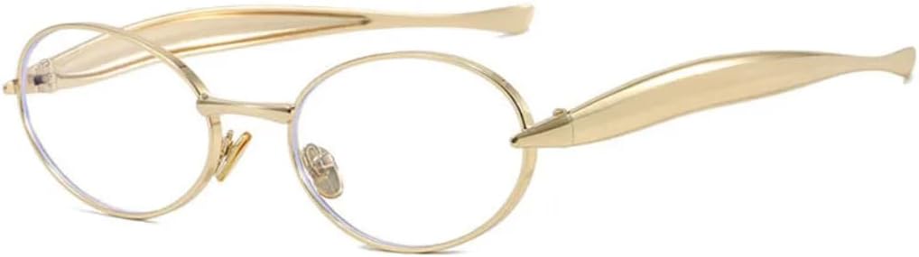 

Овальные солнцезащитные очки в маленькой оправе для женщин и мужчин, винтажные очки, роскошные, в стиле панк, популярные, металлические, с защитой от УФ-излучения UV400 HHZZYVY, Gold Clear