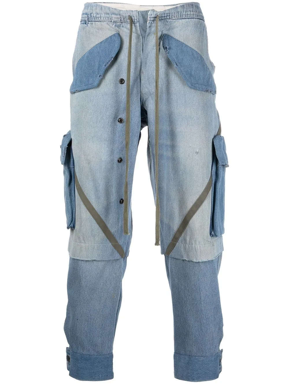 

Зауженные джинсы со вставками Greg Lauren, синий