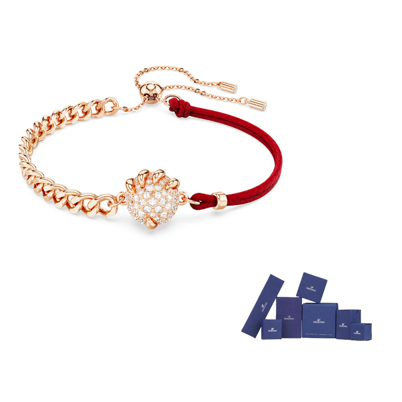 

Swarovski Фальшивый кристалл браслет из хлопкового шнура с розовым золотым покрытием для женщин Rose Gold/Red