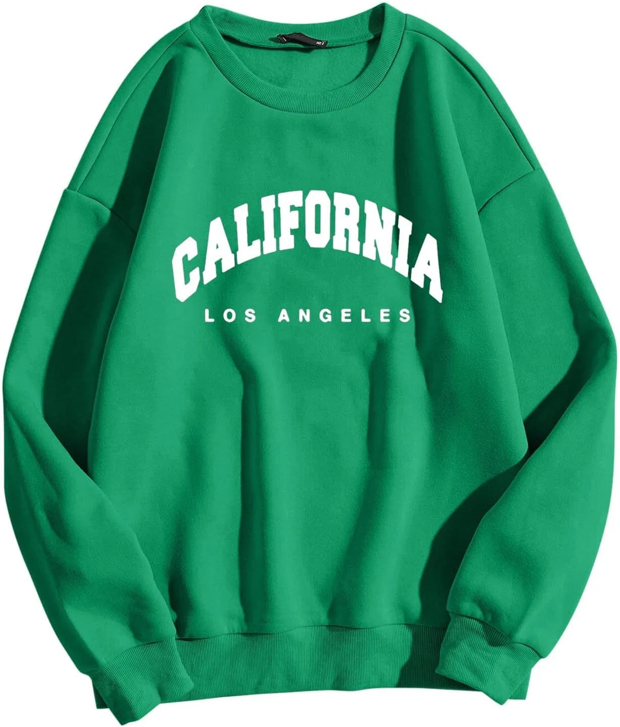Generic Женский свитшот большого размера Los Angeles с круглым вырезом и буквенным принтом, свободного кроя, модный топ, Z02-Green