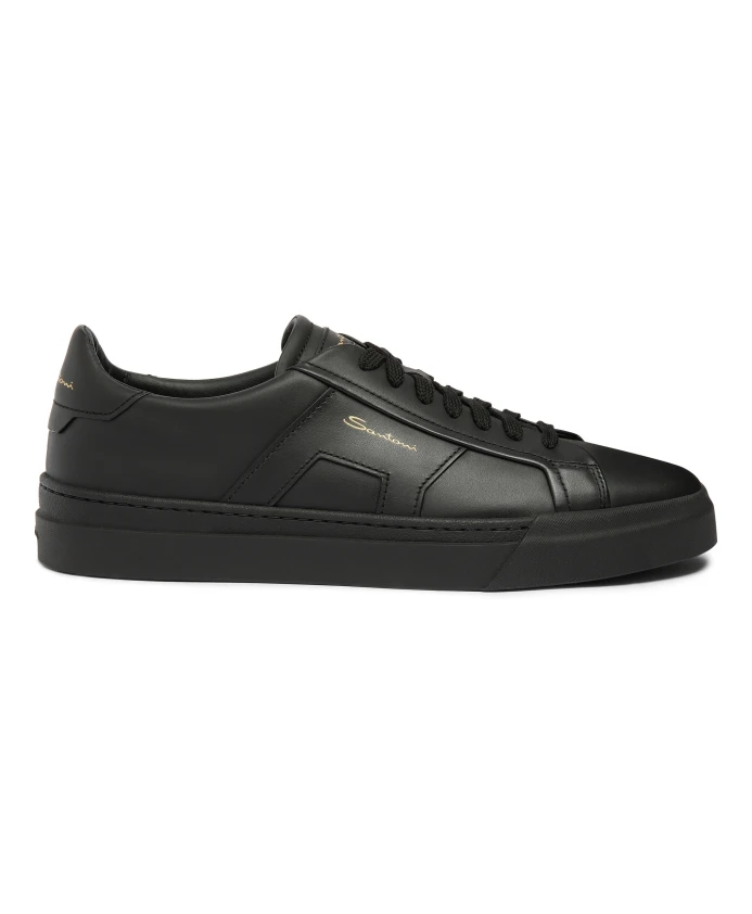 

Мужские кожаные кроссовки с двойной пряжкой Santoni, черный