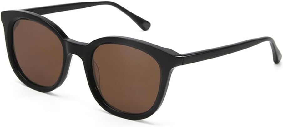 

Круглые солнцезащитные очки из ацетата для мужчин и женщин, поляризованные солнцезащитные очки в винтажном стиле для вождения, защита от УФ-излучения UV400 VFDHN, Black Brown