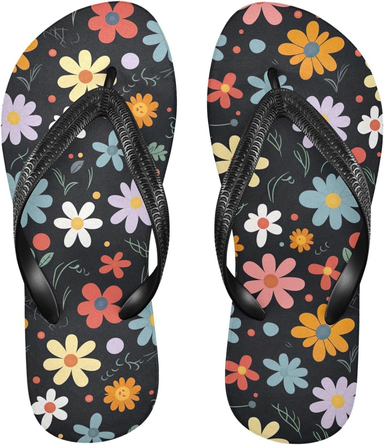 

SPRIPORT Женские и мужские шлепанцы с яркими цветами, тонкие, удобные, с мягкой подошвой, нескользящей резиновой подошвой, для прогулок, пляжа и лета, Multicoloured