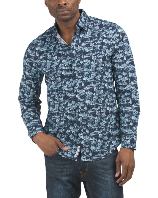 

Тканая рубашка из поплина с длинными рукавами Original Penguin, цвет Dark Sapphire