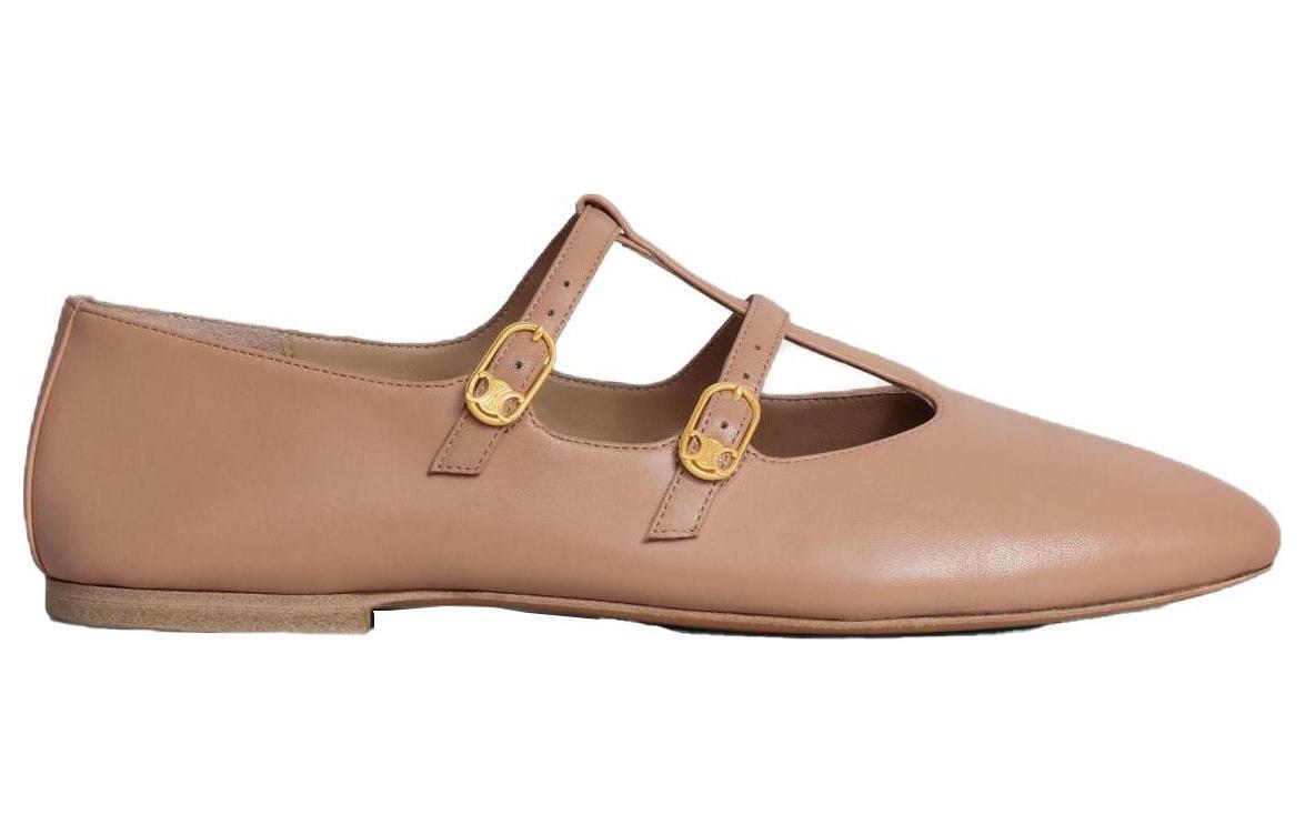 CELINE Женские повседневные балетки les ballerines 0,5 см бежево-розовые — фото 3