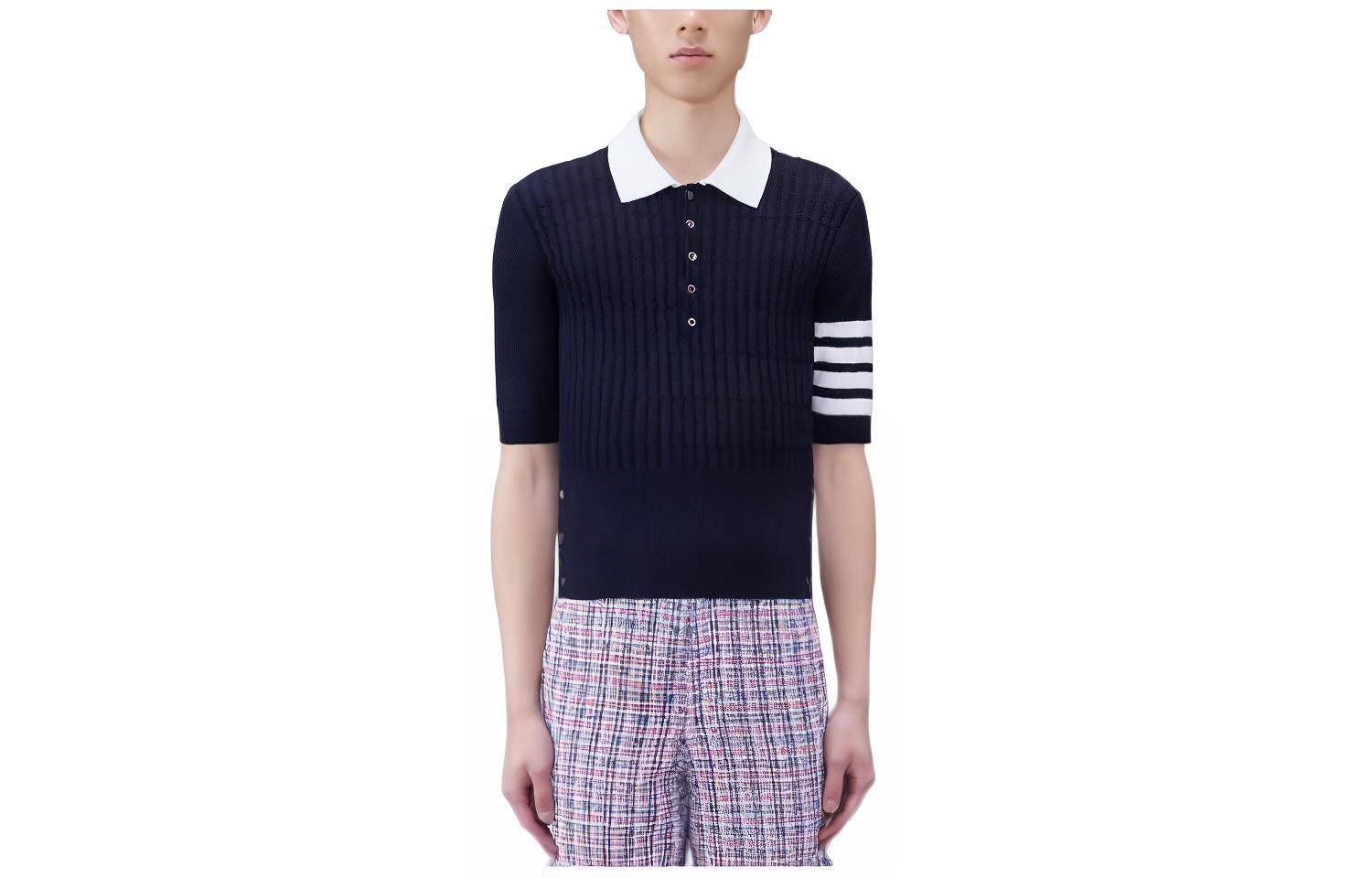 

Поло-рубашка с 4 полосами Thom Browne, синий