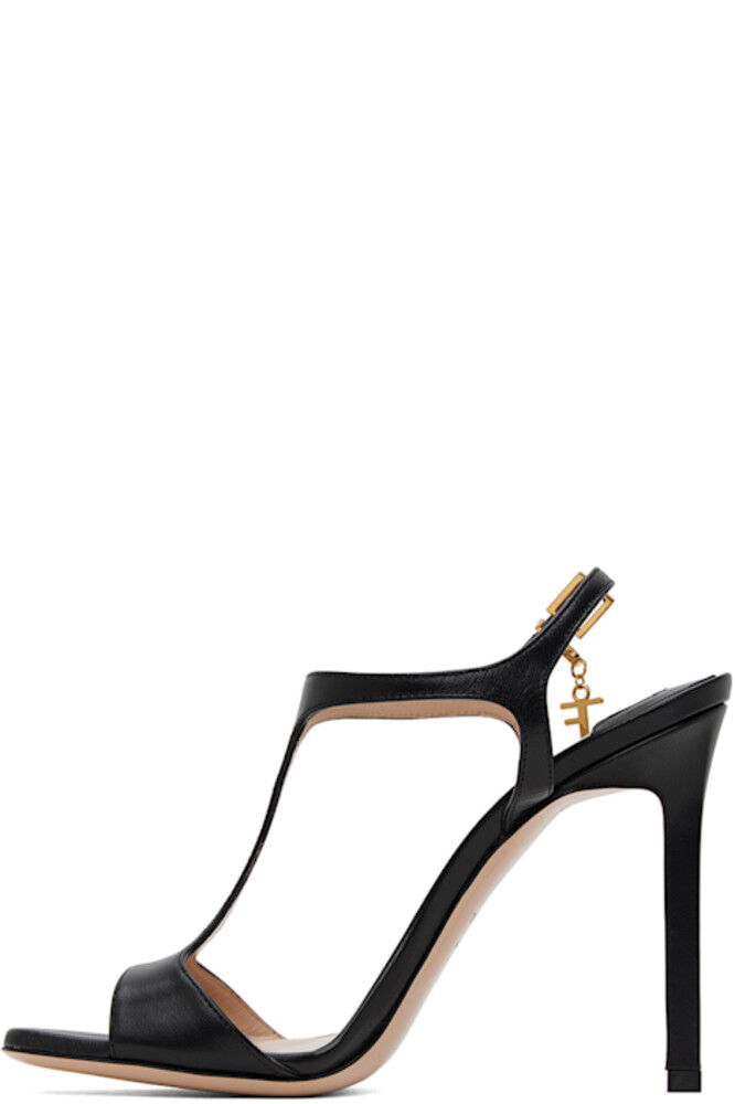 Черные босоножки на каблуке с Т-образным ремешком TOM FORD — фото 3