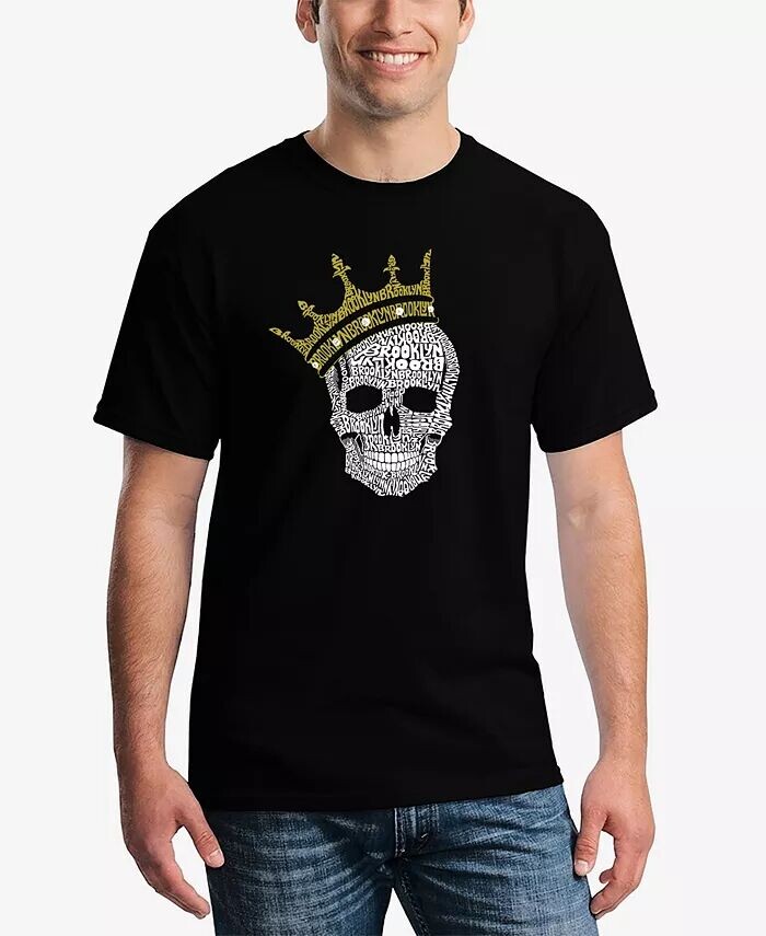 

Мужская футболка с коротким рукавом Word Art Brooklyn Crown LA Pop Art, черный