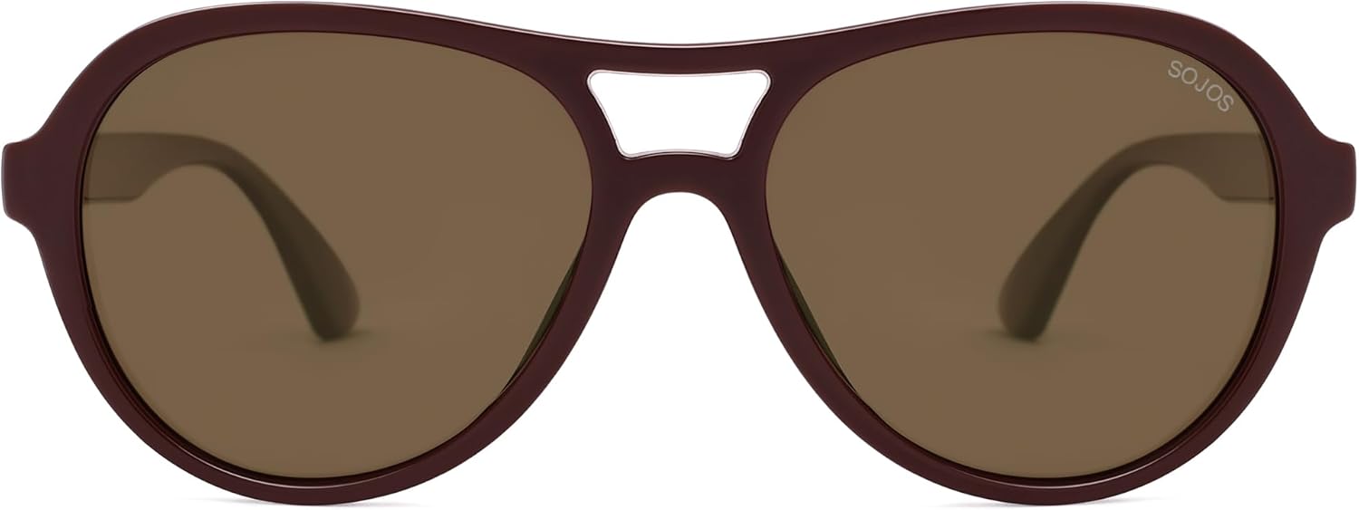 

Солнцезащитные очки SOJOS Retro Aviator с поляризацией для женщин и мужчин, винтажный стиль 70-х, защита от УФ-излучения, модель SJ2646, Deep Eggplant Purple/Retro Brwon
