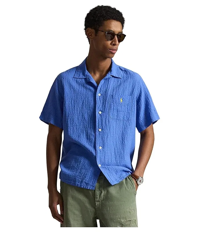 Рубашка Classic Fit из льняной смеси с сирсакером Polo Ralph Lauren, Scottsdale Blue — фото 4