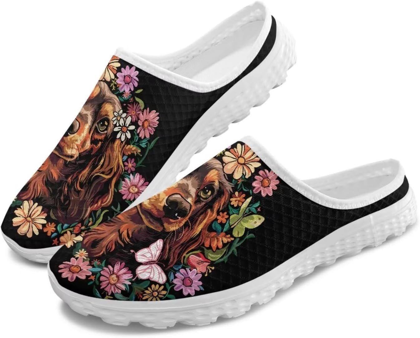 

Женские кроссовки Tomeusey на шнуровке без задника, с полусеткой, легкие, дышащие, повседневные для прогулок, Dachshund Floral