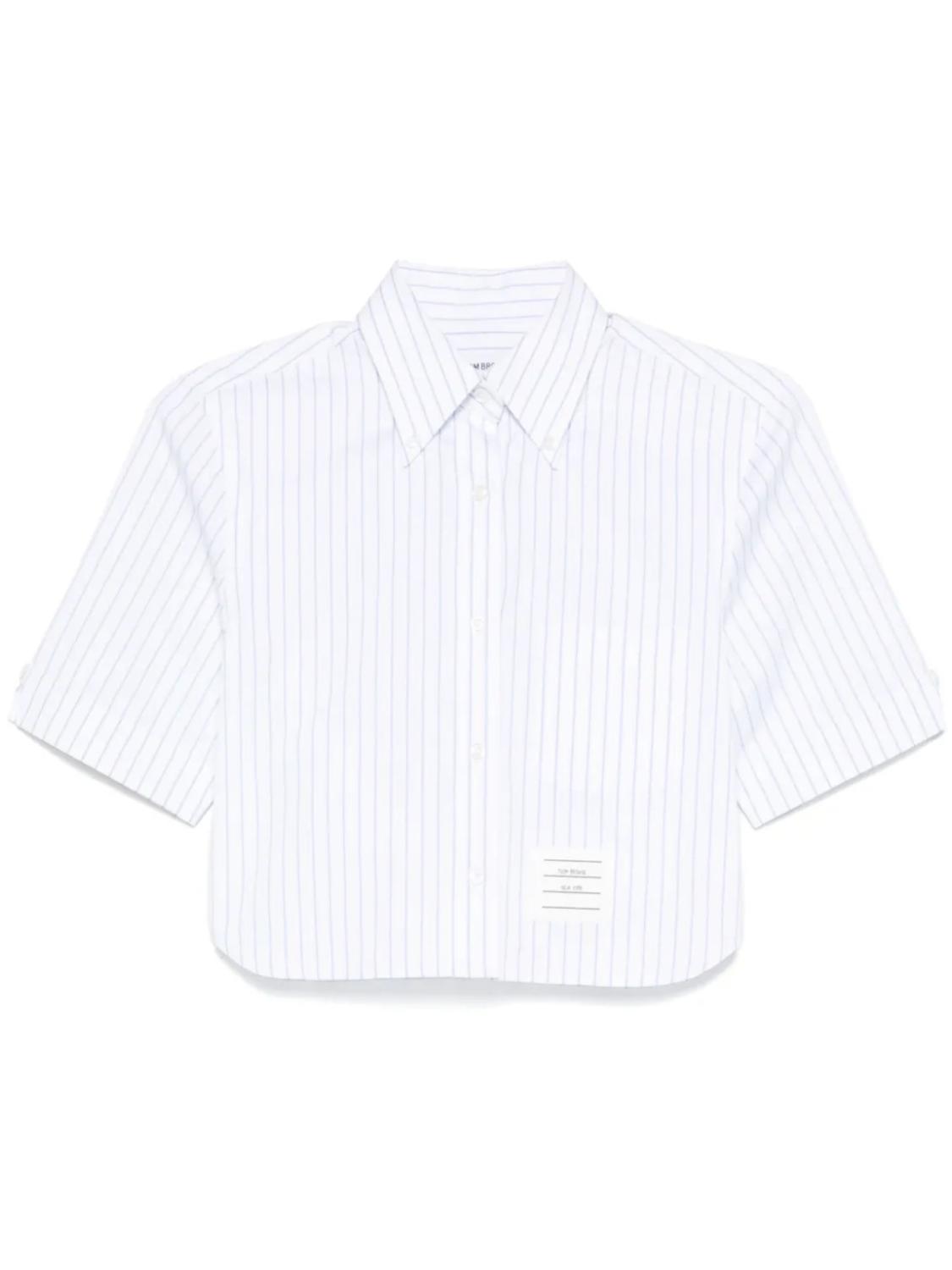 

Thom Browne укороченная рубашка в полоску, синий