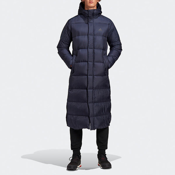 Пуховик adidas Sports Windproof Stay Warm hooded down Jacket Blue, синий — фото 4