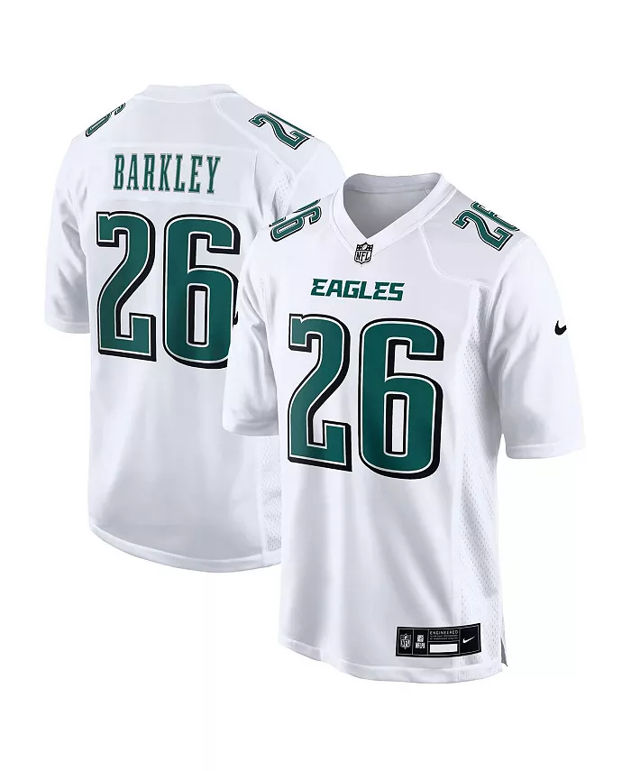 

Мужская модная игровая футболка Philadelphia Eagles Tundra White с именем Saquon Barkley Nike