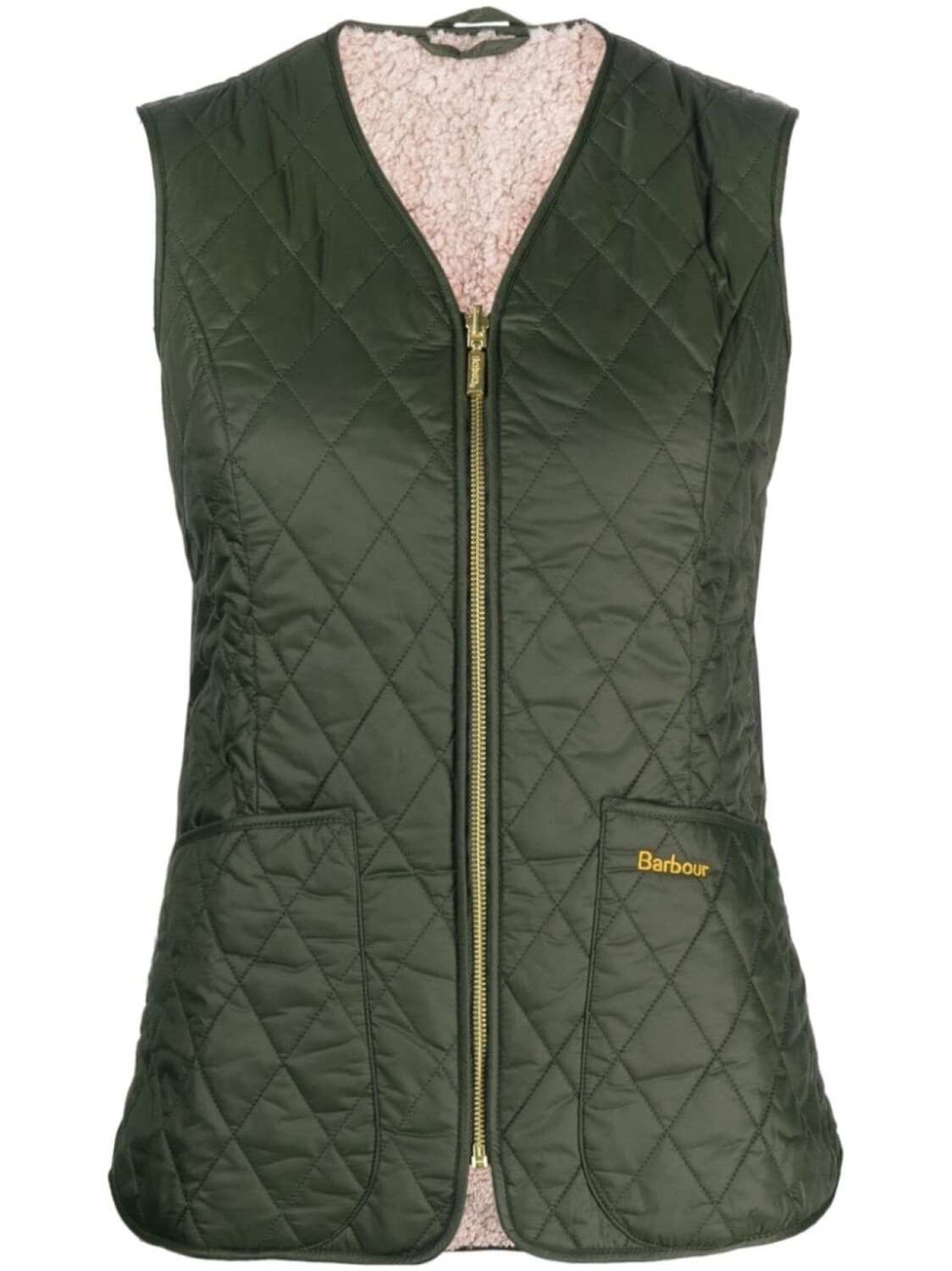 

Barbour стеганый жилет с вышитым логотипом, зеленый