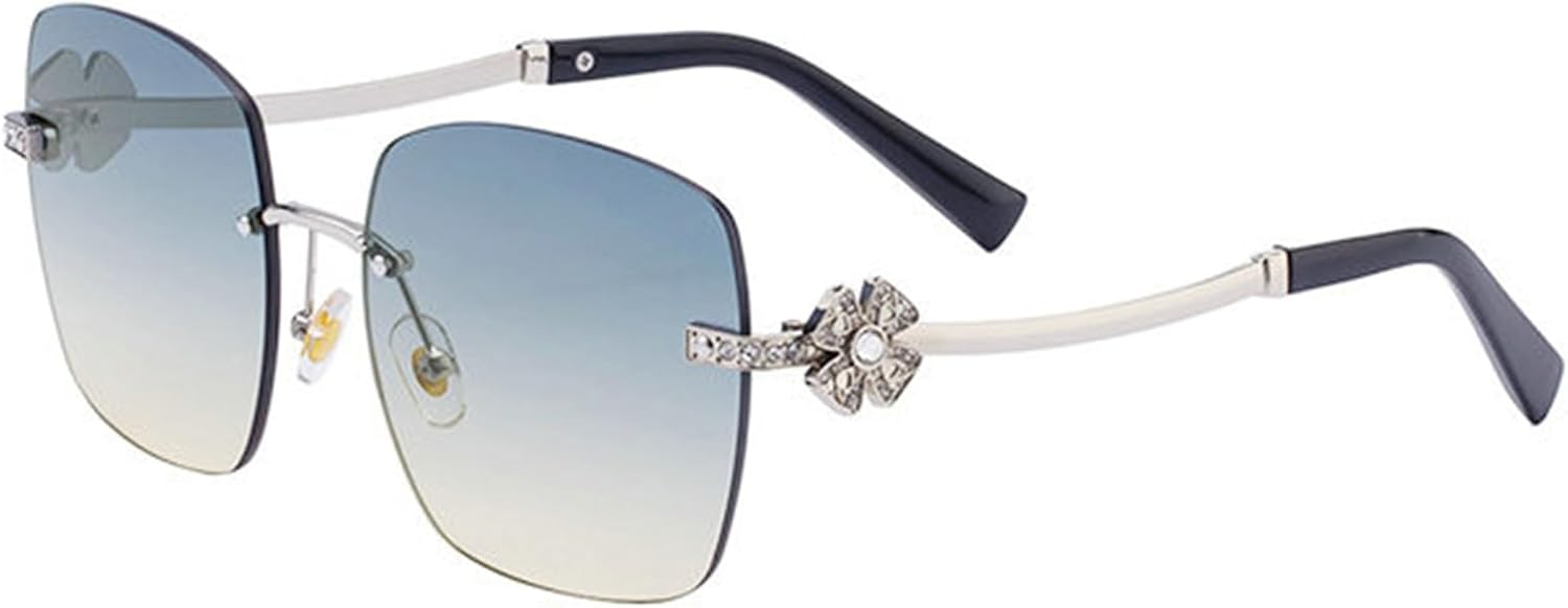 

Willochra Классические большие солнцезащитные очки без оправы квадратной формы для женщин, металлическая оправа, линзы с алмазной огранкой, цветочные тона, цвет шампанского, C6