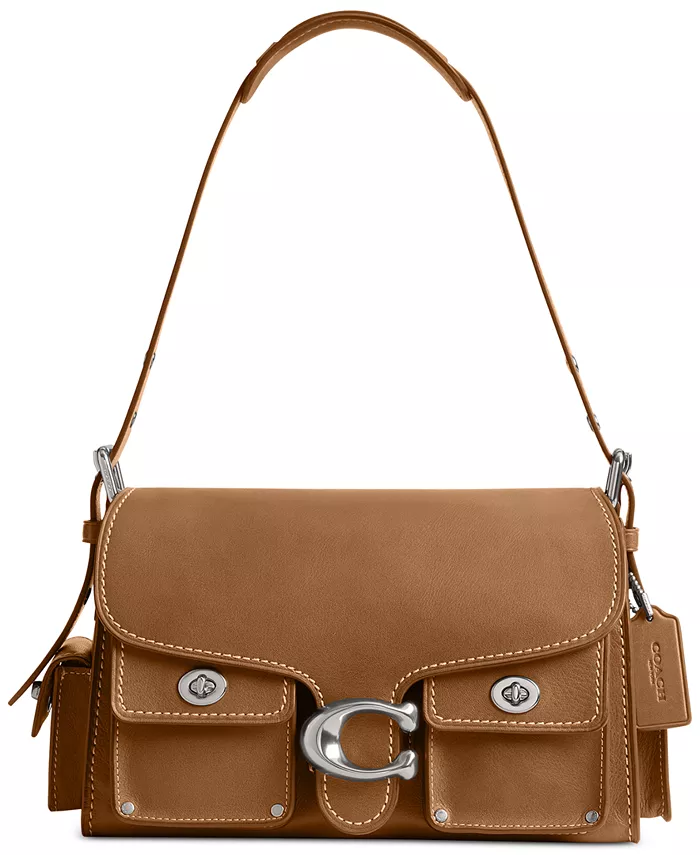 

Грузовая кожаная сумка через плечо Soft Western Tabby с поворотным замком COACH, коричневый
