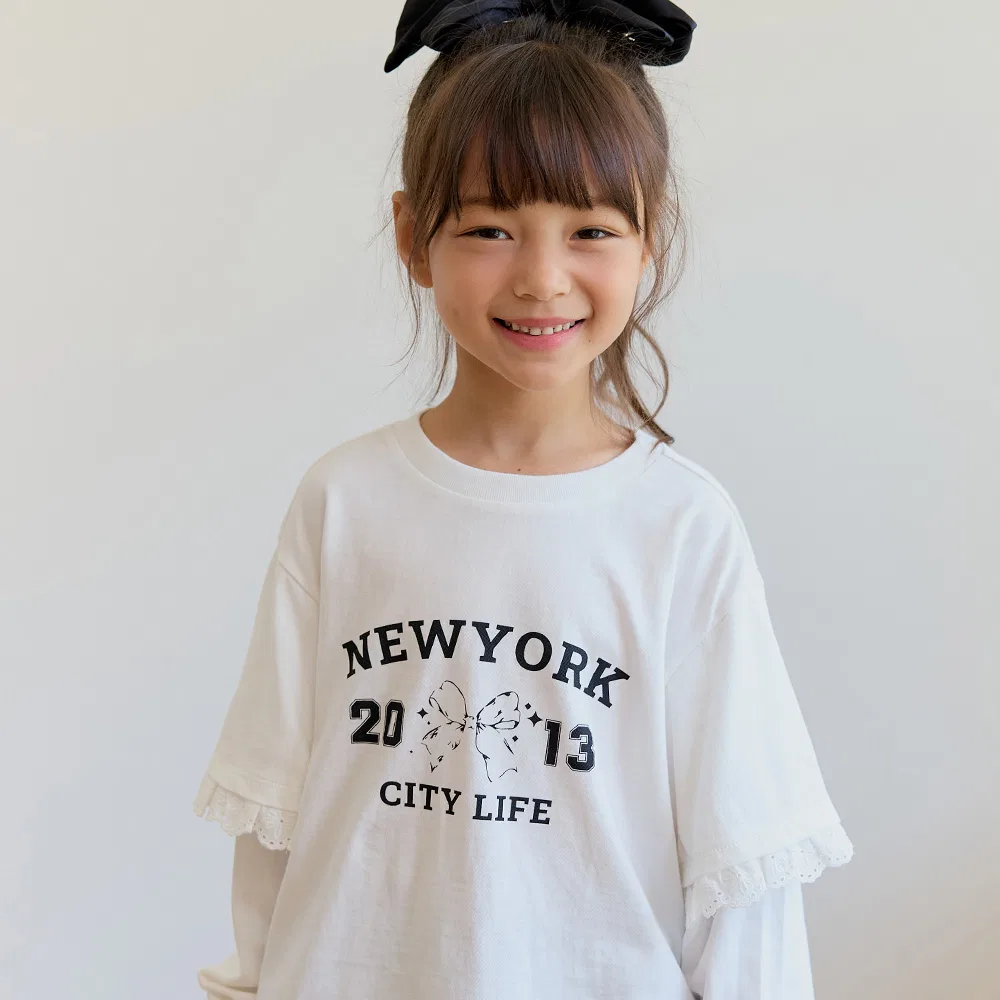 Детская футболка с длинным рукавом New York Lace от Bebetailor — фото 3