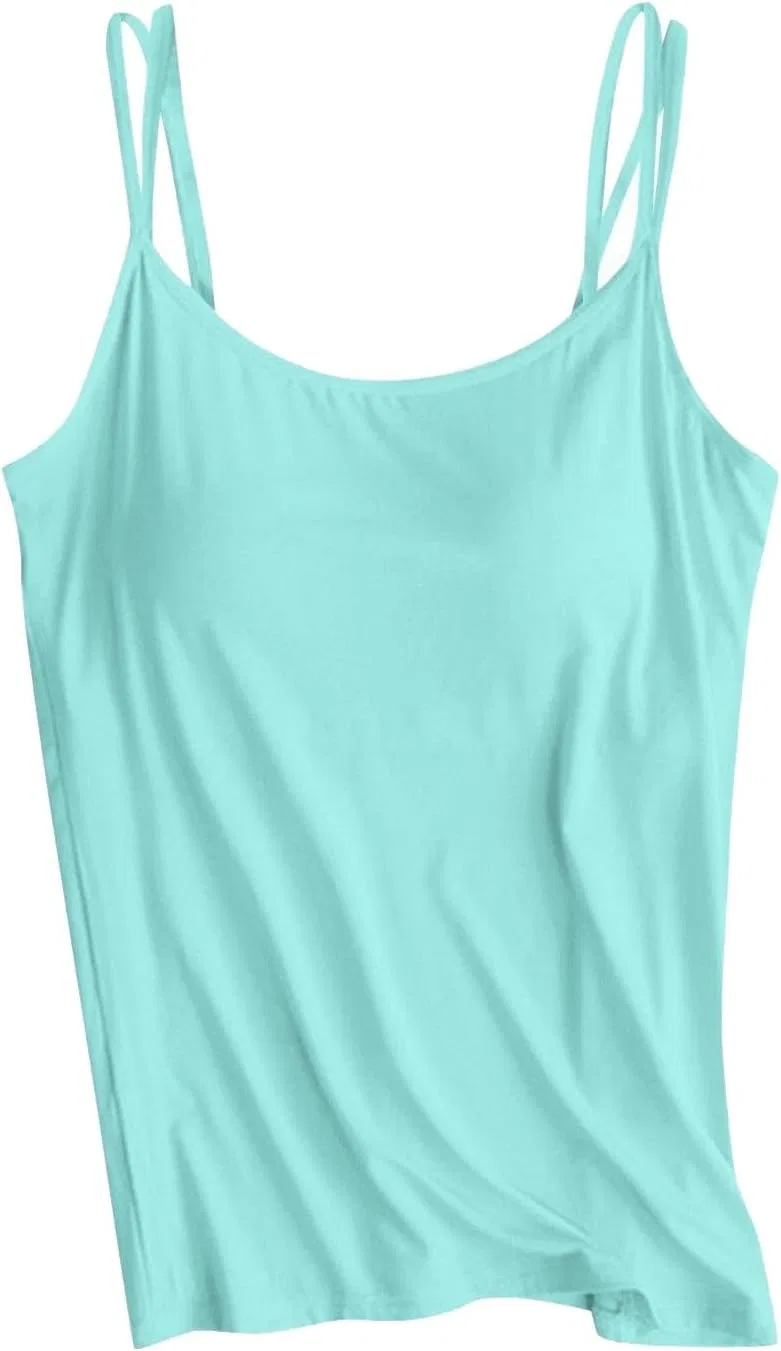 Топ-майка с встроенным бюстгальтером, slim fit, Green — фото 2