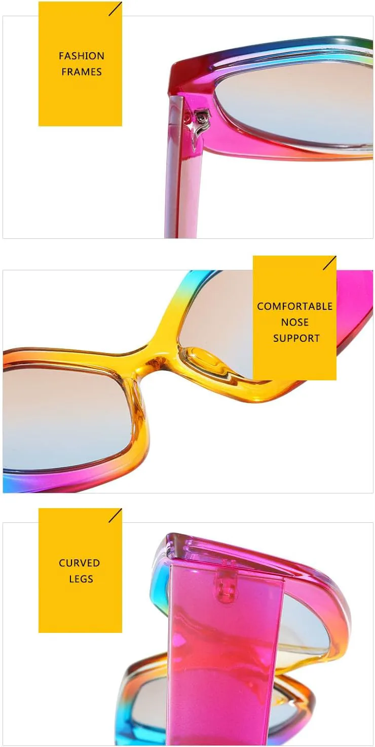 

Большие солнцезащитные очки для женщин и мужчин, роскошные, винтажные, популярные, в стиле панк, с большой оправой, защита от УФ-излучения UV400 TYUVIVO, Black Yellow